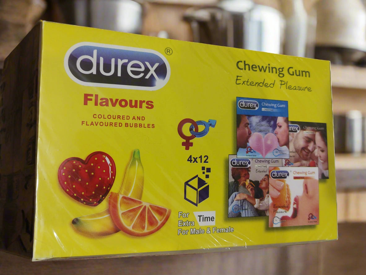 Durex Flavours, Coloured And Mix Flavoured Cheewing Gum, 48 Gums