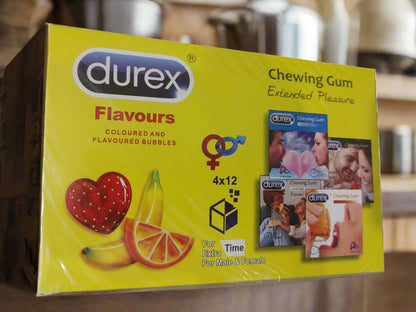Durex Flavours, Coloured And Mix Flavoured Cheewing Gum, 48 Gums